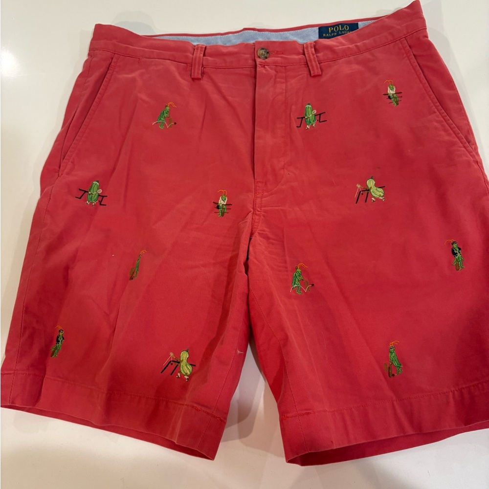 Polo by Ralph Lauren Red Embroidered Flat Front Shorts